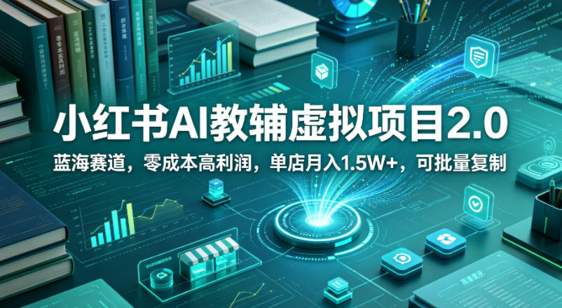 小红书AI教辅虚拟项目2.0，蓝海赛道，零成本高利润，单店月入1.5W+，可批量复制-云讯网创
