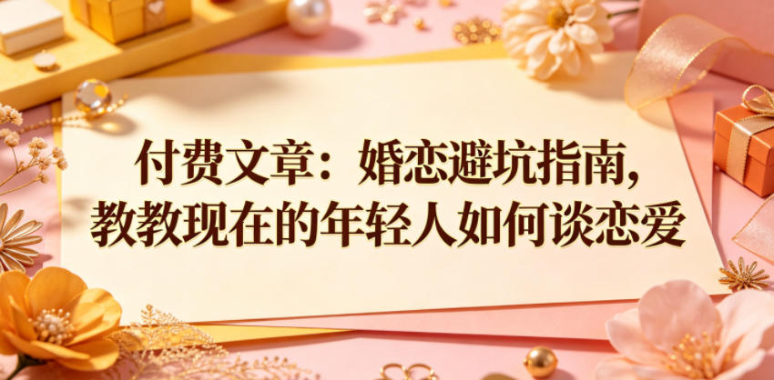 付费文章：婚恋避坑指南，教教现在的年轻人如何谈恋爱-云讯网创