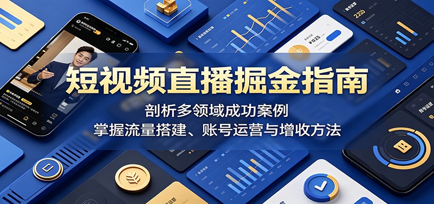 短视频直播掘金指南：剖析多领域成功案例，掌握流量搭建、账号运营与增收方法-云讯网创