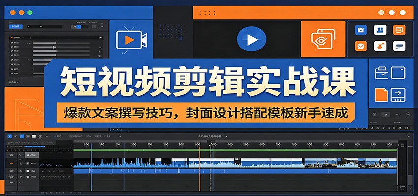 短视频剪辑实战课：爆款文案撰写技巧，封面设计搭配模板新手速成-云讯网创