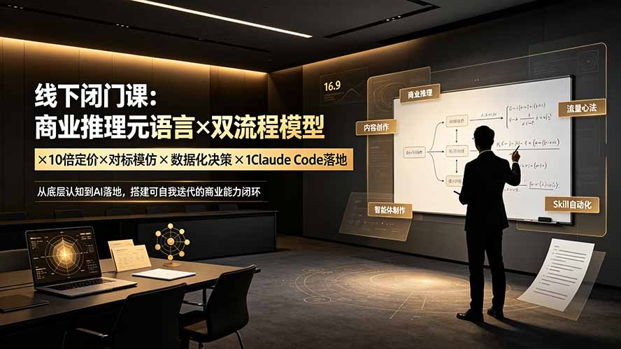 线下闭门课：商业推理元语言×双流程模型×10倍定价×对标模仿×数据化决策×Claude Code落地，击穿认知盲区-云讯网创
