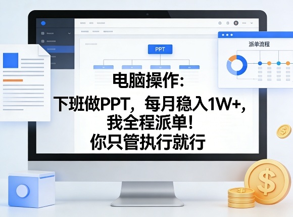 电脑操作：下班做PPT，每月稳入1W+，我全程派单！你只管执行就行【揭秘】-云讯网创