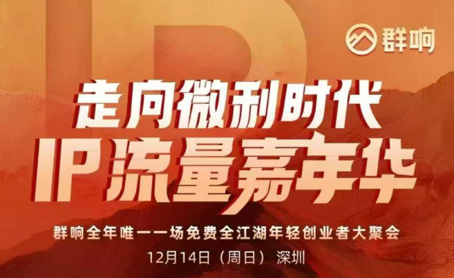 2025ip嘉年华万人12月14深圳线下课，走向微利时代，IP流量嘉年华，实操性极强的商业干货课-云讯网创