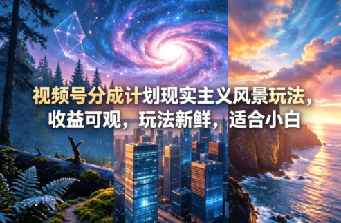 视频号分成计划现实主义风景玩法，收益可观，玩法新鲜，适合小白-云讯网创