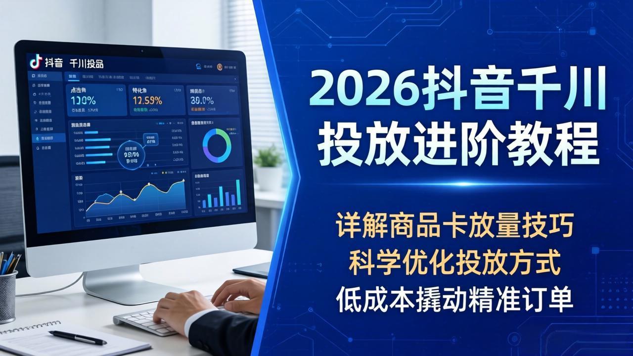 2026抖音千川投放进阶教程，详解商品卡放量技巧，科学优化投放方式，低成本撬动精准订单-云讯网创