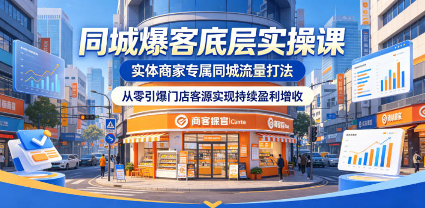 同城爆客底层实操课，实体商家专属同城流量打法，从零引爆门店客源实现持续盈利增收-云讯网创