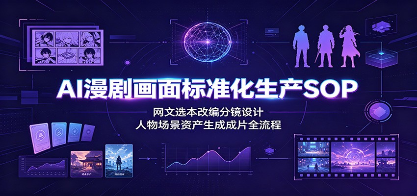 AI漫剧画面标准化生产SOP：网文选本改编分镜设计，人物场景资产生成成片全流程-云讯网创