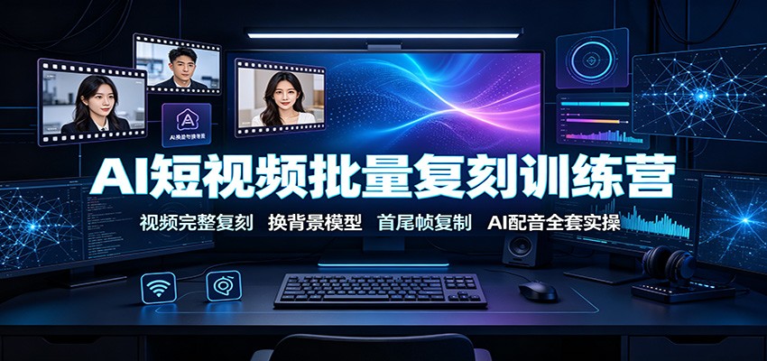 AI短视频批量复刻训练营：视频完整复刻，换背景模型、首尾帧复制、AI配音全套实操-云讯网创