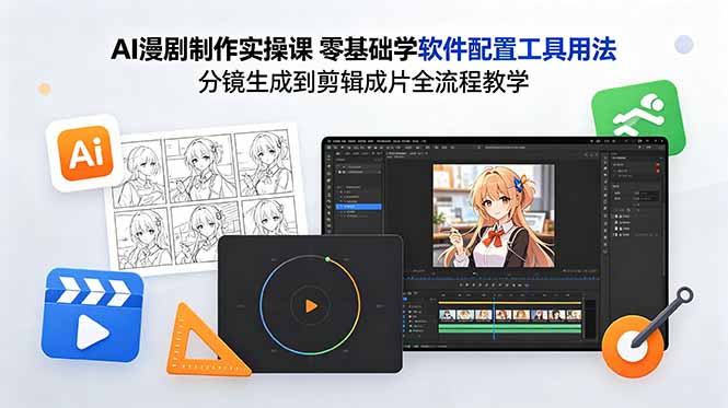 AI漫剧制作实操课 零基础学软件配置工具用法 分镜生成到剪辑成片全流程教学-云讯网创