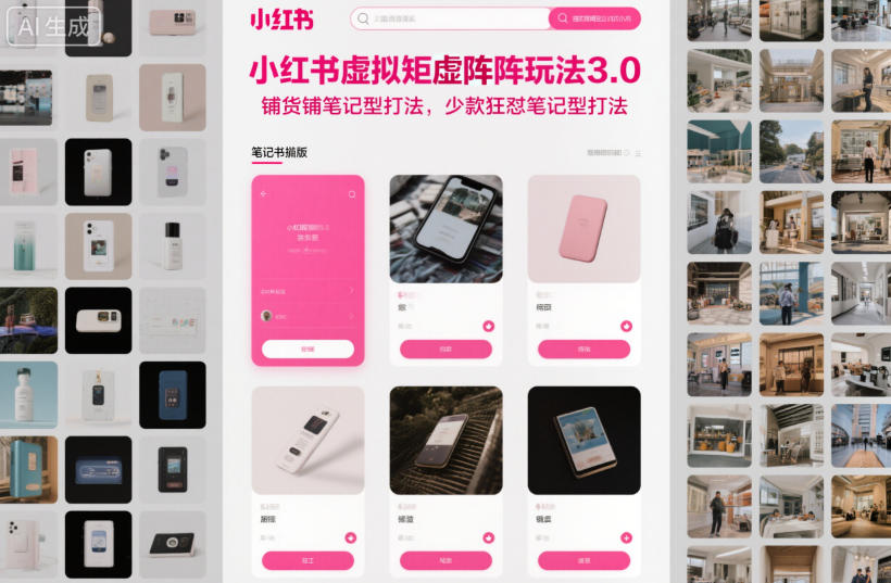 小红书虚拟矩阵玩法3.0，铺货铺笔记型打法，少款狂怼笔记型打法-云讯网创