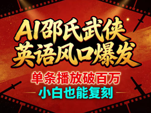 AI邵氏武侠英语风口爆发，单条播放破百万，小白也能复刻-云讯网创