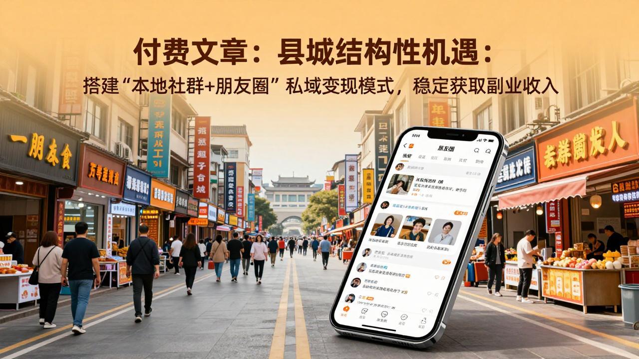 付费文章：县城结构性机遇：搭建“本地社群+朋友圈”私域变现模式，稳定获取副业收入-云讯网创