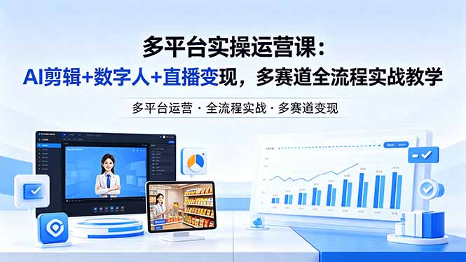 某团队多平台实操运营课-更新26年4月29：AI剪辑+数字人+直播变现，多赛道全流程实战教学-云讯网创