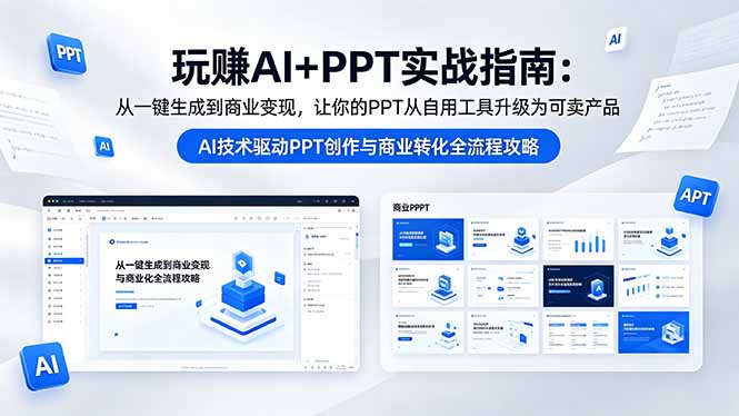 玩赚AI+PPT实战指南-更新5月13:从一键生成到商业变现,让你的PPT从自用工具升级为可卖产品-云讯网创