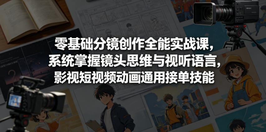零基础分镜创作全能实战课，系统掌握镜头思维与视听语言，影视短视频动画通用接单技能-云讯网创