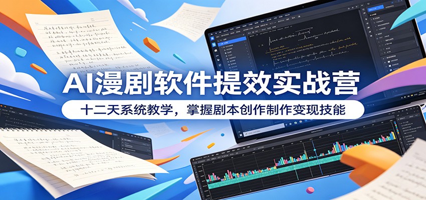 AI漫剧软件提效实战营：十二天系统教学，掌握剧本创作制作变现技能-云讯网创