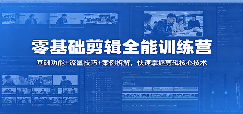 零基础剪辑全能训练营：基础功能+流量技巧+案例拆解，快速掌握剪辑核心技术-云讯网创