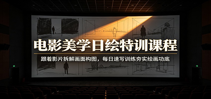 电影美学日绘特训课程：跟着影片拆解画面构图，每日速写训练夯实绘画功底-云讯网创