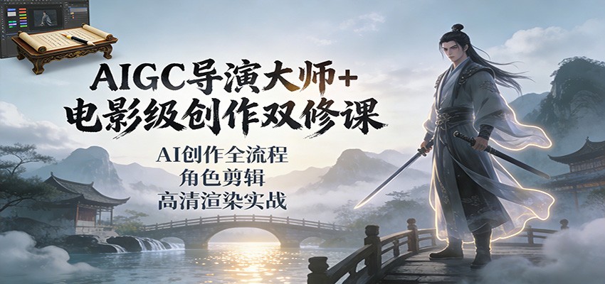 AIGC导演大师+电影级创作双修课:AI创作全流程、角色剪辑、高清渲染实战-云讯网创