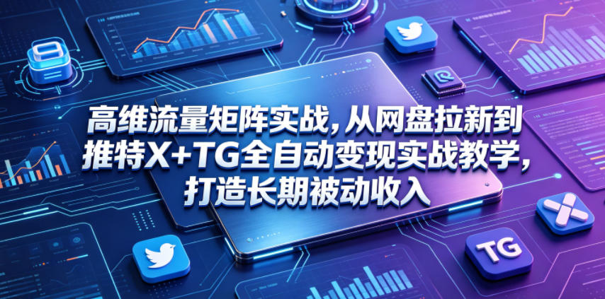 高维流量矩阵实战,从网盘拉新到推特X+TG全自动变现实战教学,打造长期被动收入-云讯网创