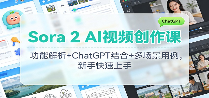 Sora 2 AI视频创作课：功能解析+ChatGPT结合+多场景用例，新手快速上手-云讯网创