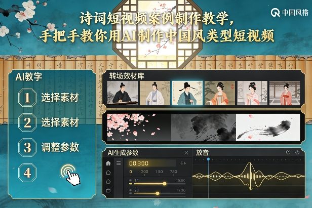 古诗词短视频案例制作教学，手把手教你用AI制作中国风类型短视频-云讯网创