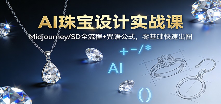 AI珠宝设计实战课:Midjourney/SD全流程+咒语公式,零基础快速出图-云讯网创