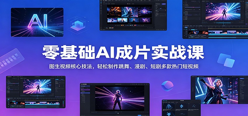 零基础AI成片实战课：图生视频核心技法，轻松制作跳舞、漫剧、短剧多款热门短视频-云讯网创