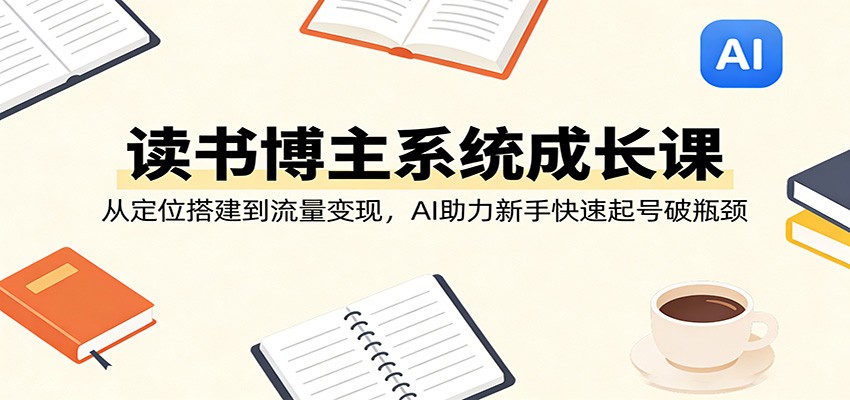 读书博主系统成长课：从定位搭建到流量变现，AI助力新手快速起号破瓶颈-云讯网创
