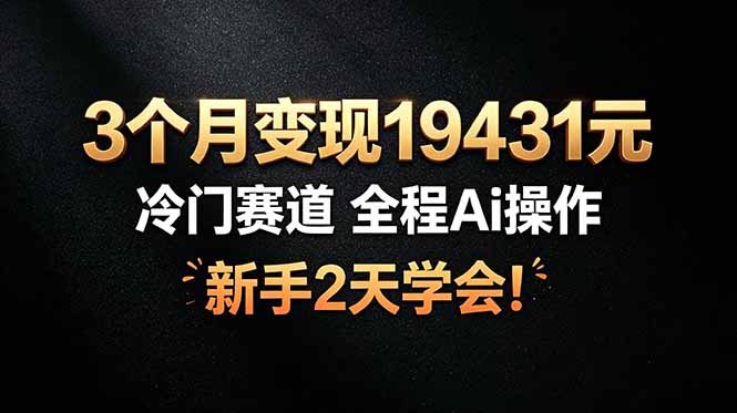 3个月变现19431元，冷门赛道 全程Ai操作，新手2天学会！-云讯网创
