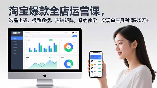 淘宝爆款全店运营课2.0，选品上架、极致数据、店铺矩阵，系统教学，实现单店月利润破5万+-云讯网创