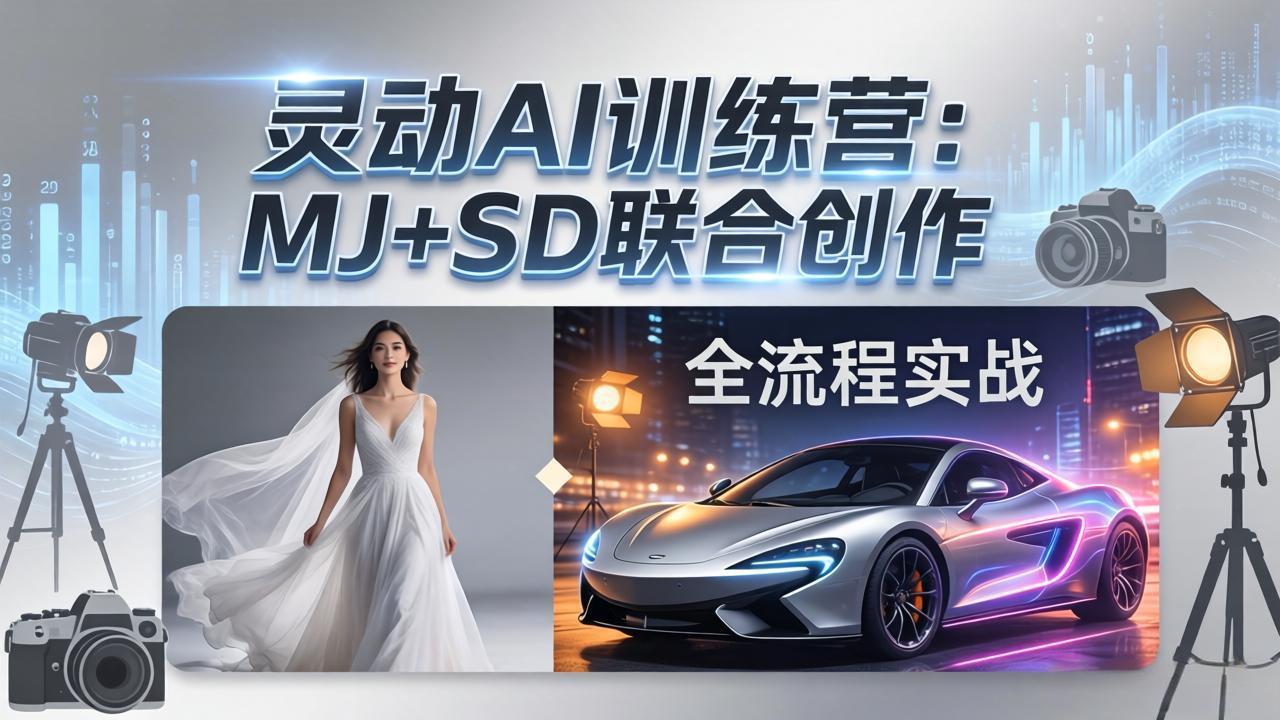 灵动AI训练营-3.0课程：MJ+SD联合创作，从婚纱大片到汽车广告，摄影后期全流程实战-云讯网创