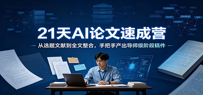 21天AI论文速成营：从选题文献到全文整合，手把手产出导师级阶段稿件-云讯网创