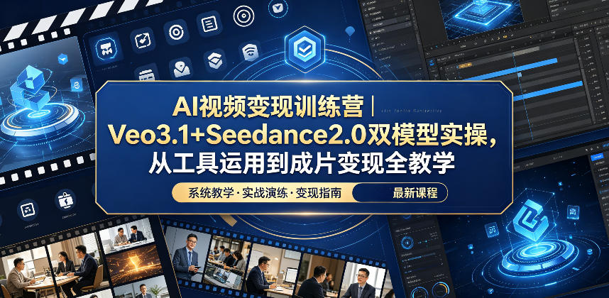 AI视频变现训练营|Veo3.1+Seedance2.0双模型实操,从工具运用到成片变现全教学-云讯网创