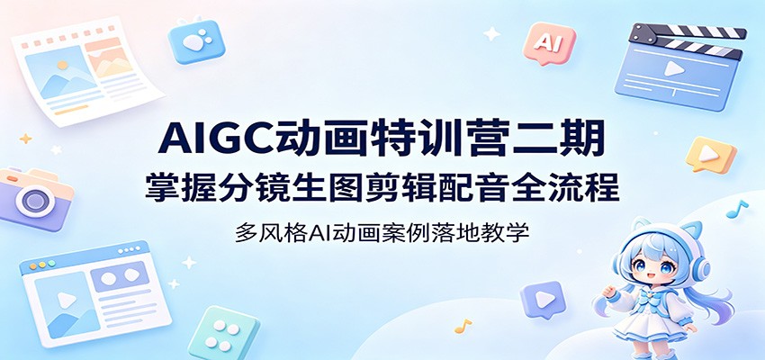 AIGC动画特训营二期:掌握分镜生图剪辑配音全流程,多风格AI动画案例落地教学-云讯网创