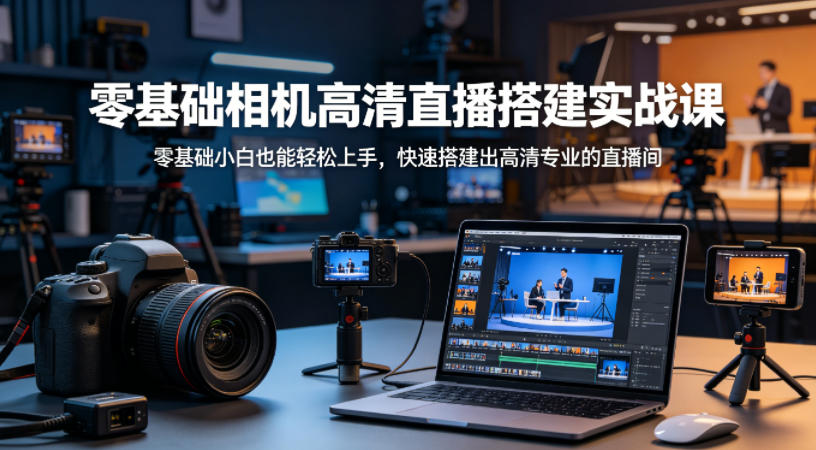 零基础相机高清直播间搭建实战课，小白也能轻松上手，快速搭建出高清专业的直播间-云讯网创