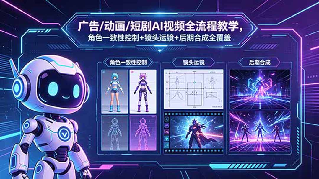 广告/动画/短剧AI视频全流程教学，角色一致性控制+镜头运镜+后期合成全覆盖-云讯网创