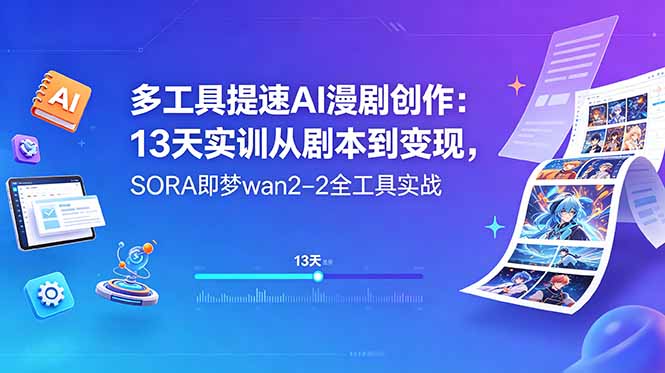 多工具提速AI漫剧创作:13天实训从剧本到变现,SORA即梦wan2-2全工具实战-云讯网创
