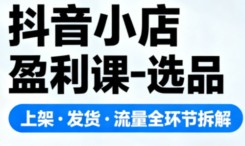 抖音小店盈利课-选品·上架·发货·流量全环节拆解-云讯网创