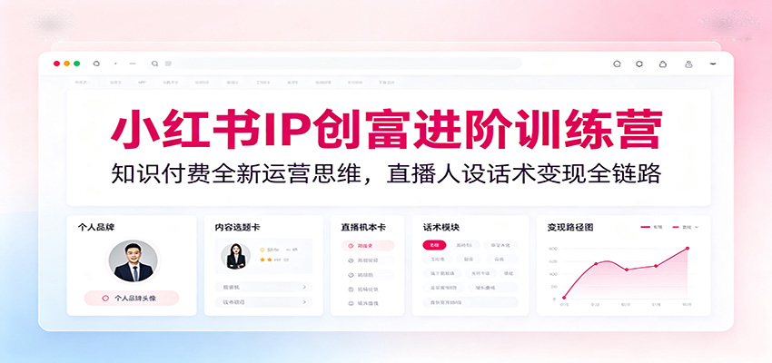 小红书IP创富进阶训练营：知识付费全新运营思维，直播人设话术变现全链路-云讯网创