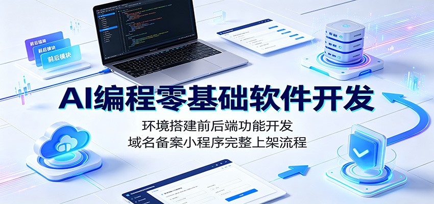 AI编程零基础软件开发：环境搭建前后端功能开发，域名备案小程序完整上架流程-云讯网创