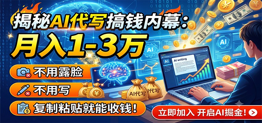 揭秘AI代写搞钱内幕：月入1-3万，不用露脸不用写，复制粘贴就能收钱！-云讯网创