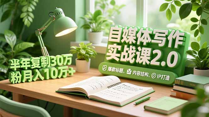 自媒体写作实战课2.0，爆款标题、内容结构、IP打造，半年复制30万粉月入10万+-云讯网创