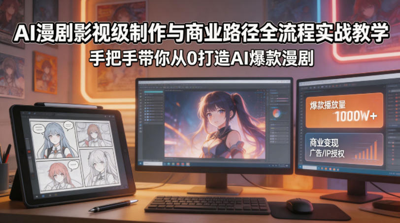 AI漫剧影视级制作与商业路径全流程实战教学，手带你从0打造AI爆款漫剧-云讯网创