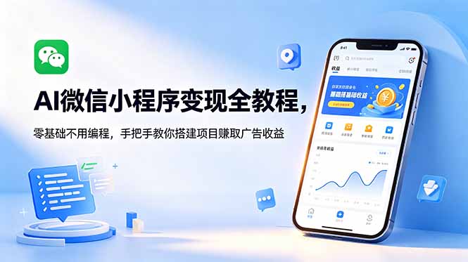 AI微信小程序变现全教程,零基础不用编程,手把手教你搭建项目赚取广告收益-云讯网创