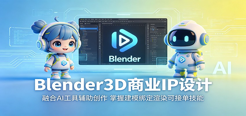 Blender3D商业IP设计：融合AI工具辅助创作，掌握建模绑定渲染可接单技能-云讯网创
