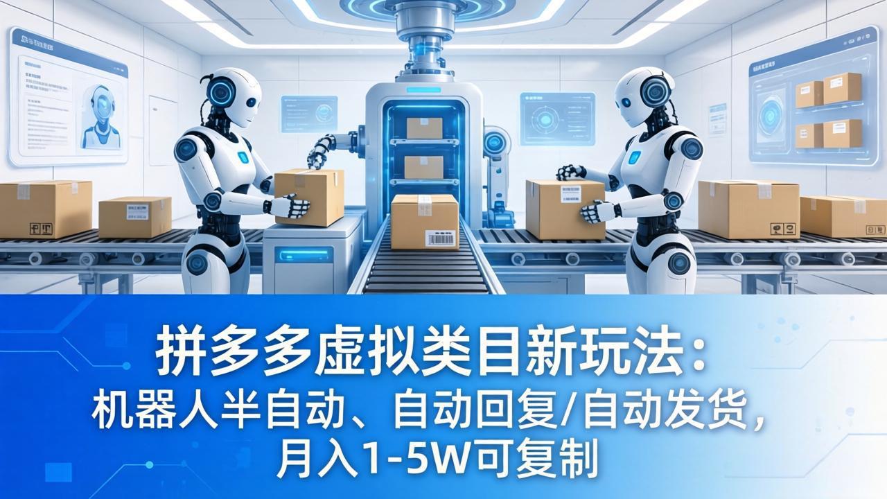 拼多多虚拟类目新玩法：机器人半自动、自动回复 /自动发货，月入 1-5W 可复制-云讯网创