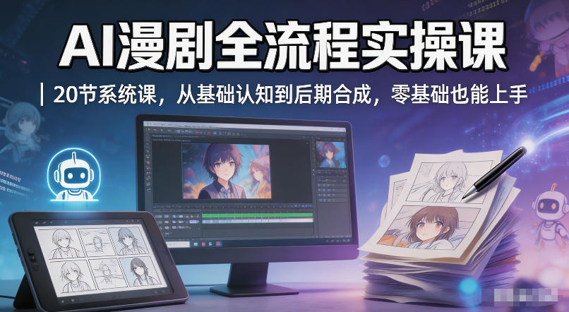 AI漫剧全流程实操课｜20节系统课，从基础认知到后期合成，零基础也能上手-云讯网创