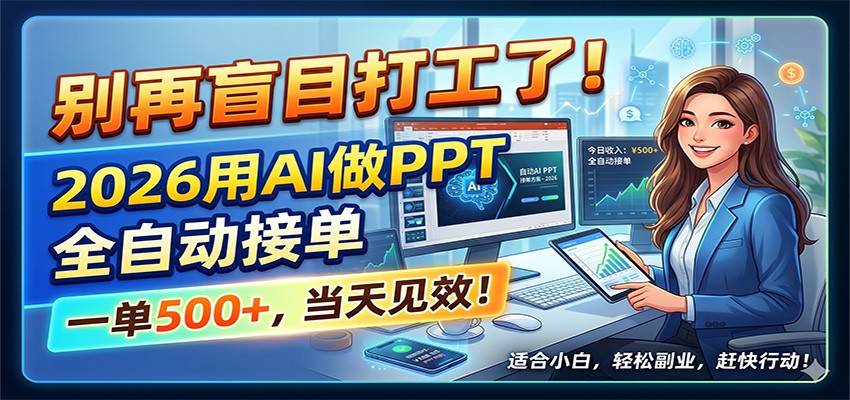 别再盲目打工了！2026用AI做PPT全自动接单，一单5张+，当天见效！-云讯网创