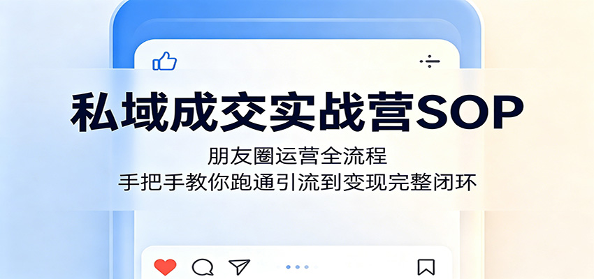 私域成交实战营SOP：朋友圈运营全流程，手把手教你跑通引流到变现完整闭环-云讯网创